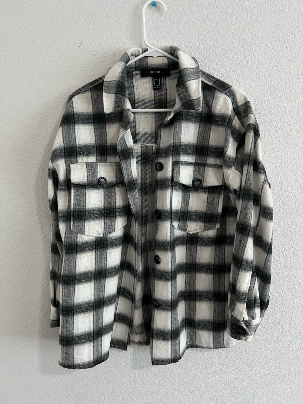 Forever 21 Black and White Plaid Shirt Jacket